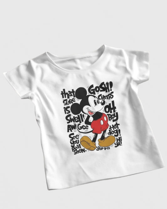 Walking Mickey White Kids Tee